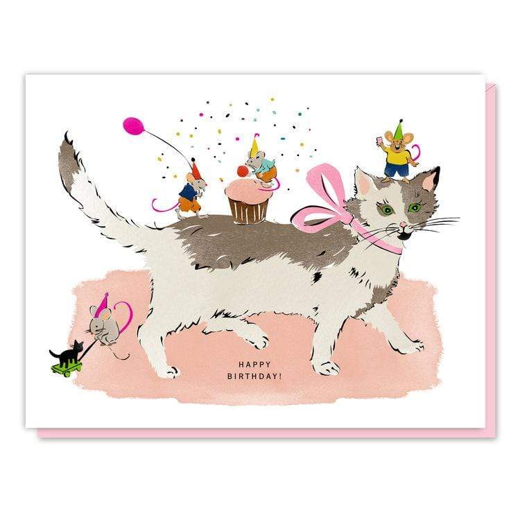 Cat and Mouse Birthday Party Card