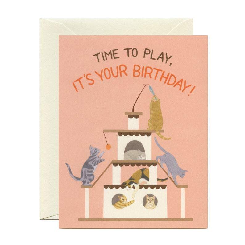 Playful Cats Birthday Card - "Time to Play, It's Your Birthday!"