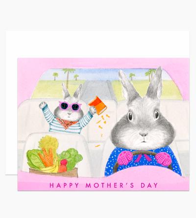 Dear Hancock Card Mom Bunny Driving Card