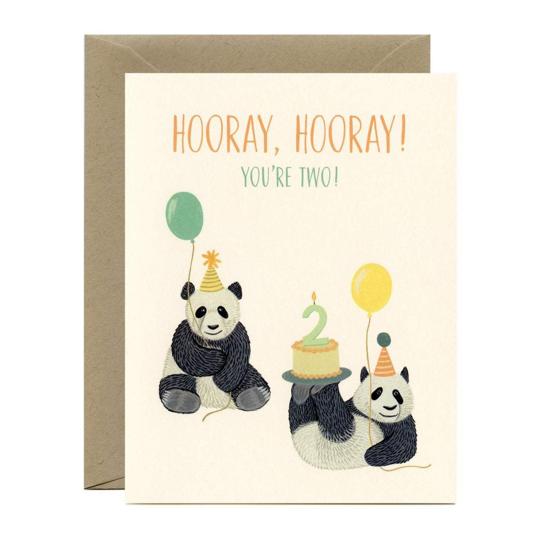 Panda Bears Second Birthday Card