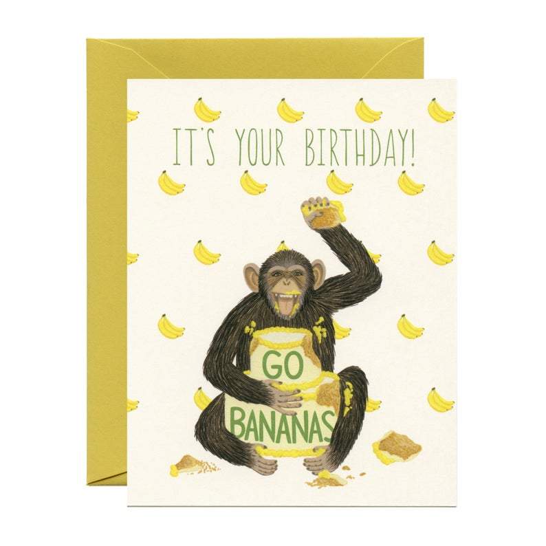 Chimpanzee "It's Your Birthday! Go Bananas" Card