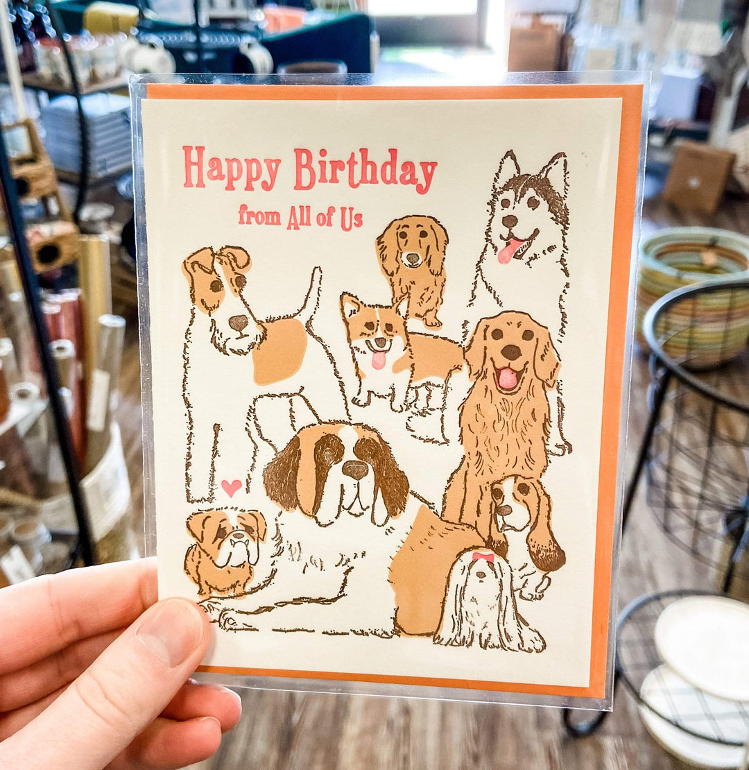 Dogs Happy Birthday from All of Us Card