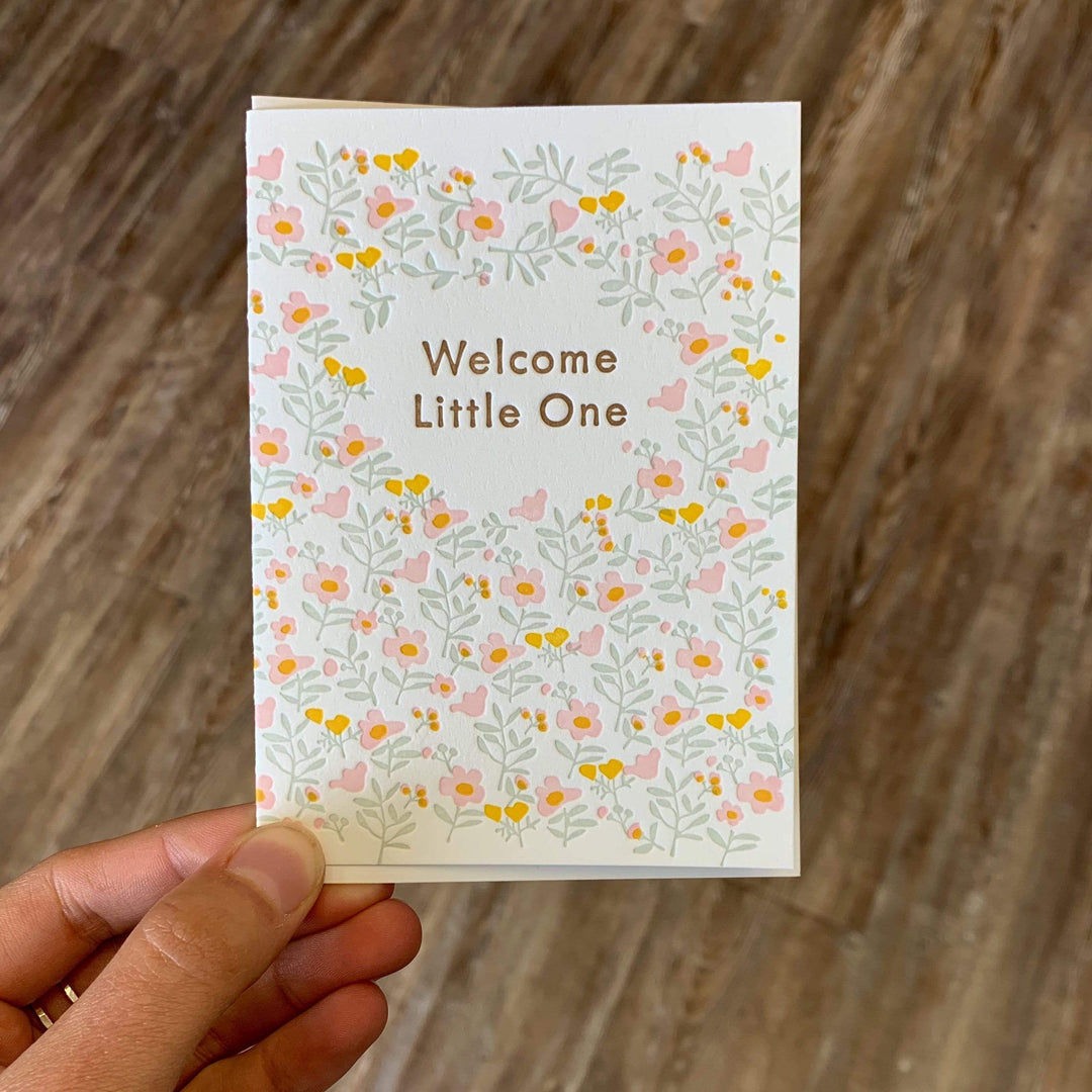 Welcome Little One Floral Pattern Card