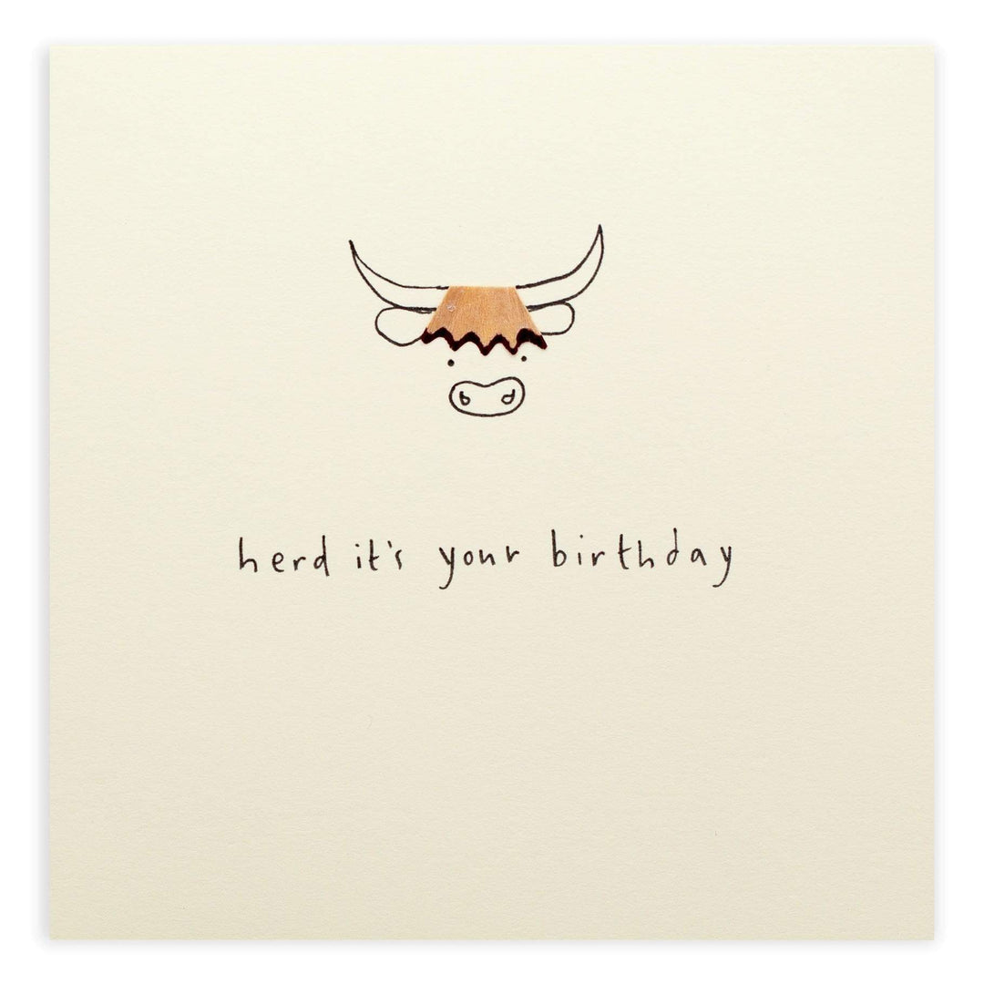 Birthday Highland Cow Pencil Shavings Card