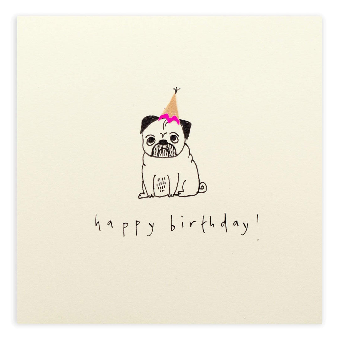 Birthday Pug Pencil Shavings Card