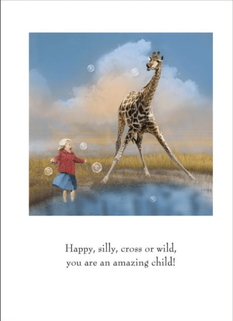 Bubbles with Giraffe Birthday Card