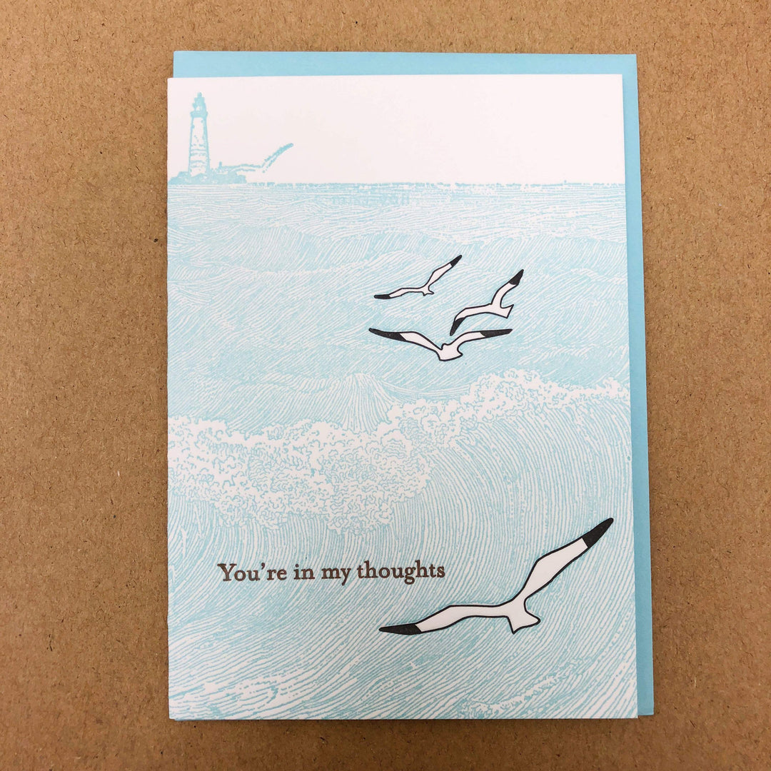 You're In My Thoughts Seagulls Letterpress Card
