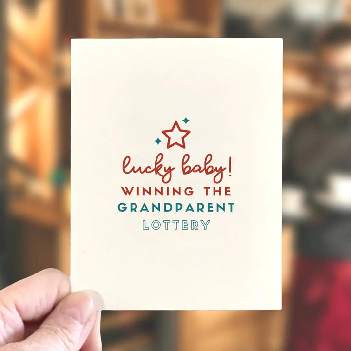Age-Friendly Vibes Card Lucky Baby, Winning the Grandparent Lottery Card