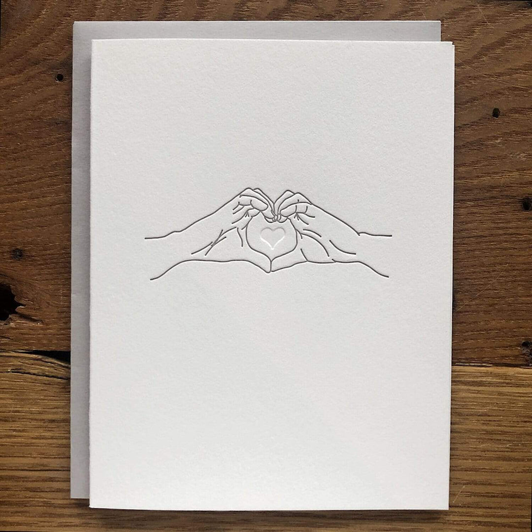 Hands Making Heart Letterpress Card