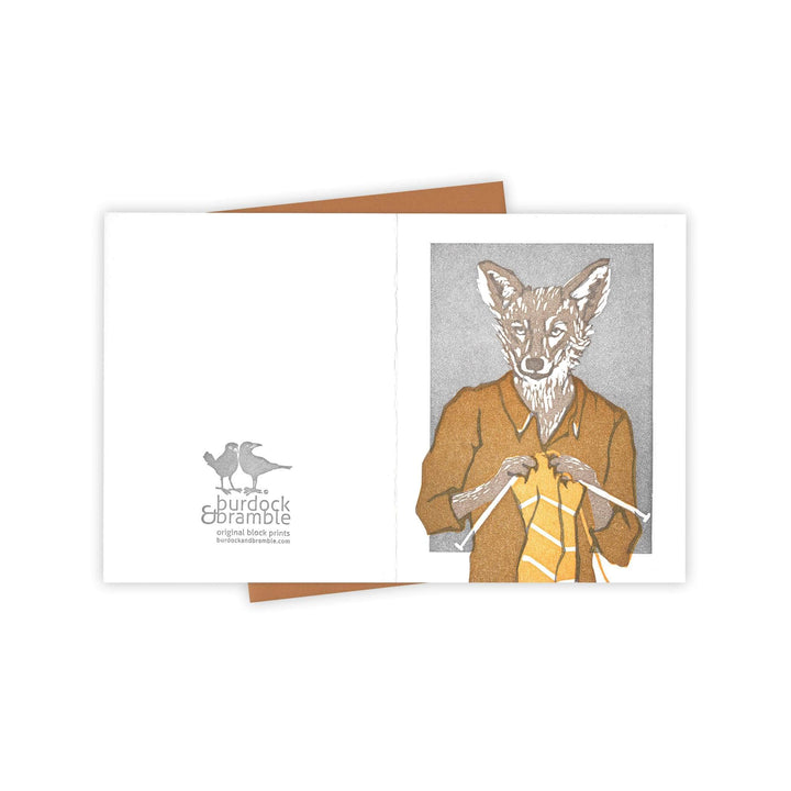 A Little Knitting Coyote Card