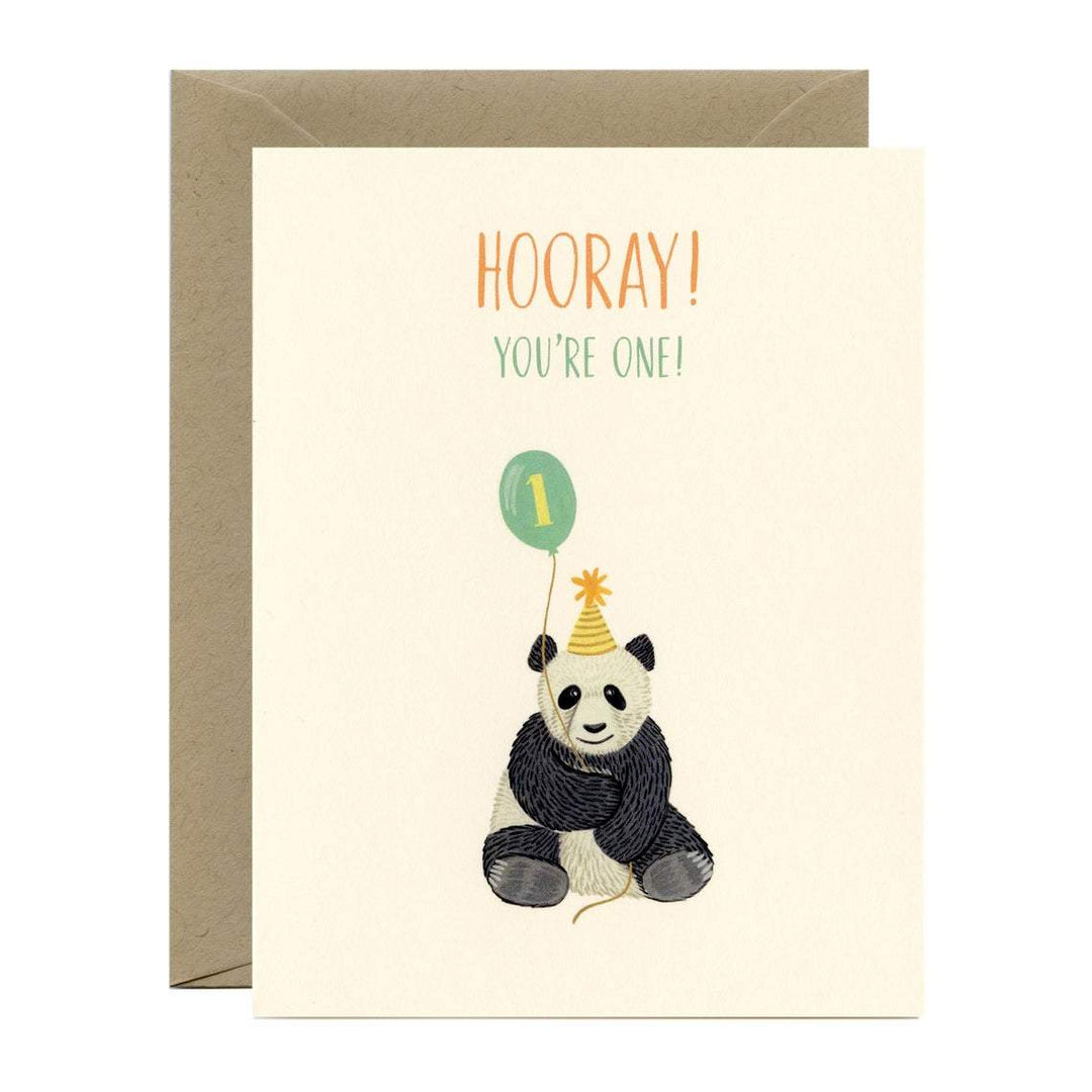 Panda Bear First Birthday Card