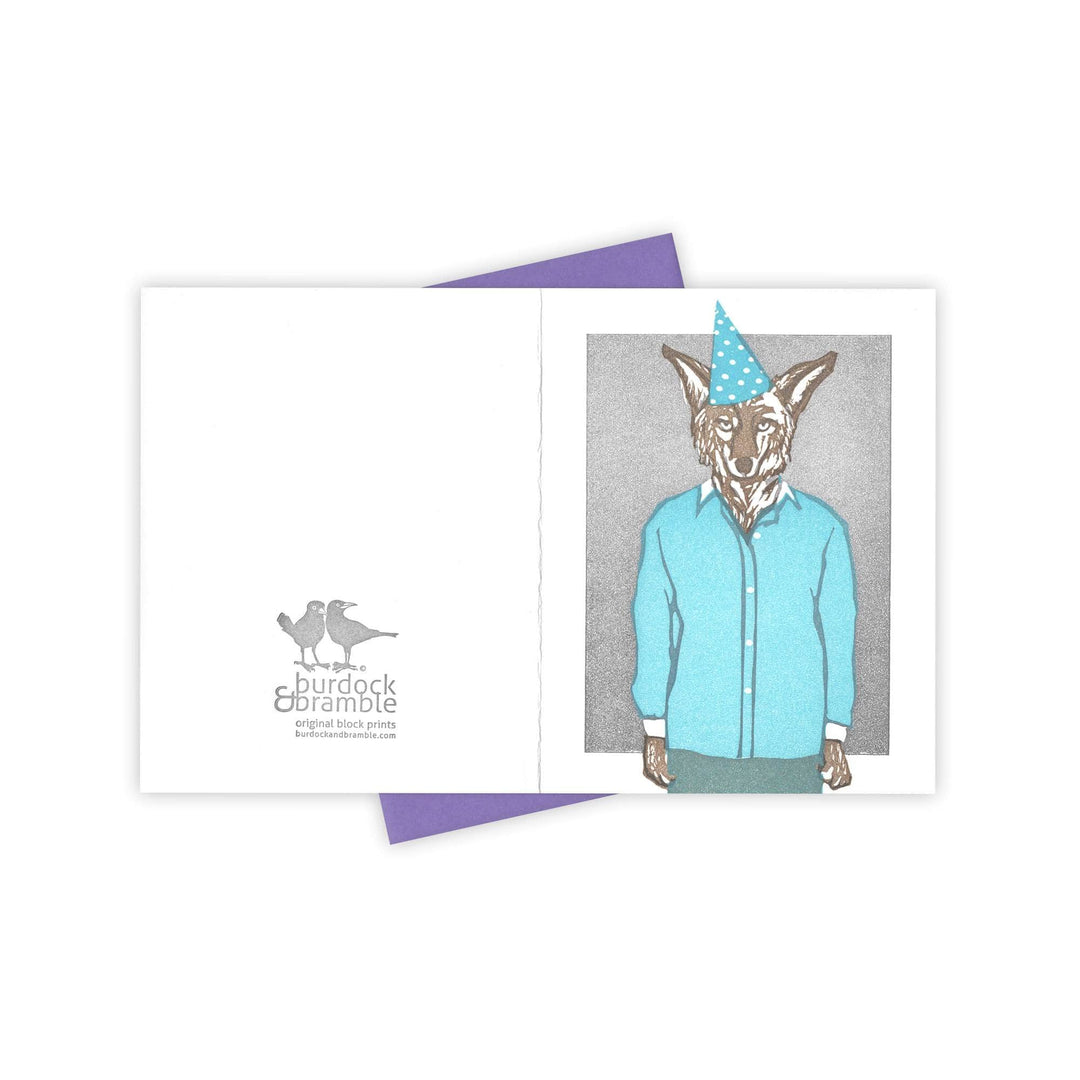 Party Time Coyote Card (Blue)