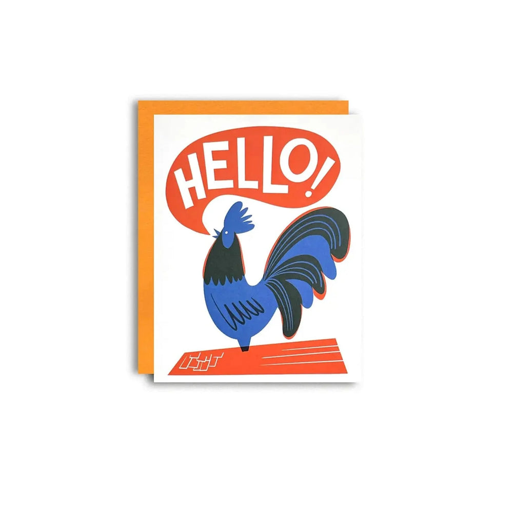 Pier Six Press Card Hello! Rooster Greeting Card