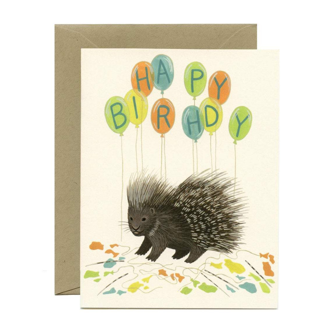 Porcupine Balloons - "Happy Birthday" Card
