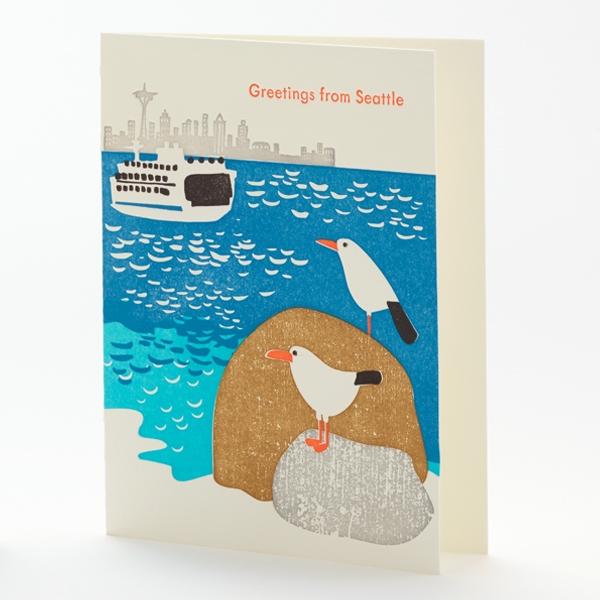 Seagulls Greetings From Seattle Card