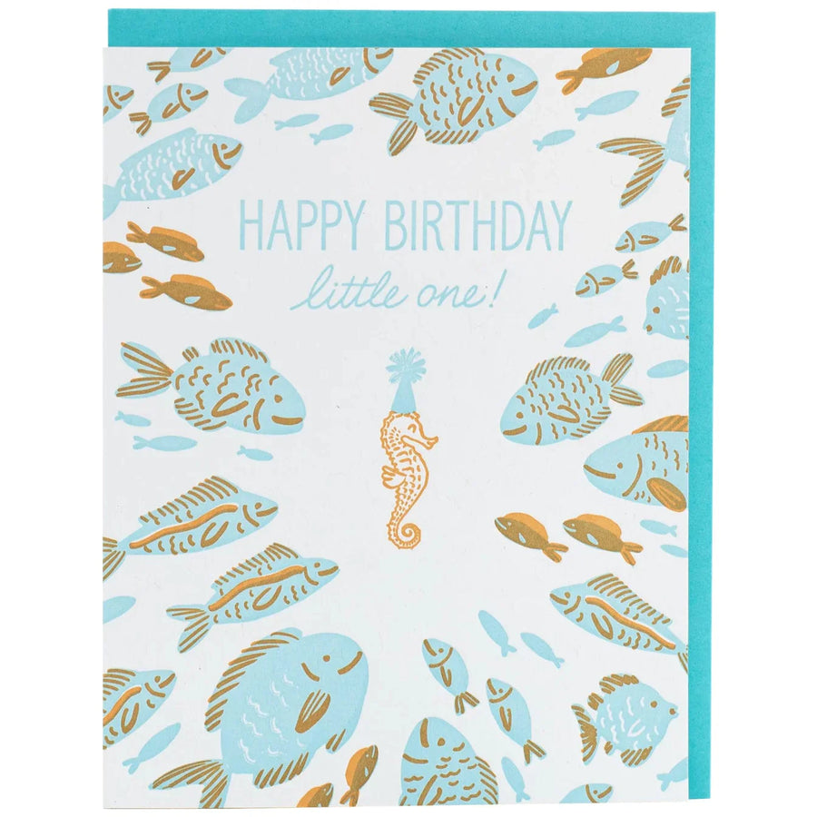 Smudge Ink Card Seahorse Birthday Card