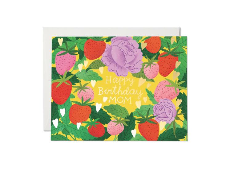 Strawberry Mom Foil Birthday Card