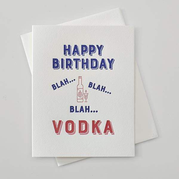 Happy Birthday Vodka Letterpress Card