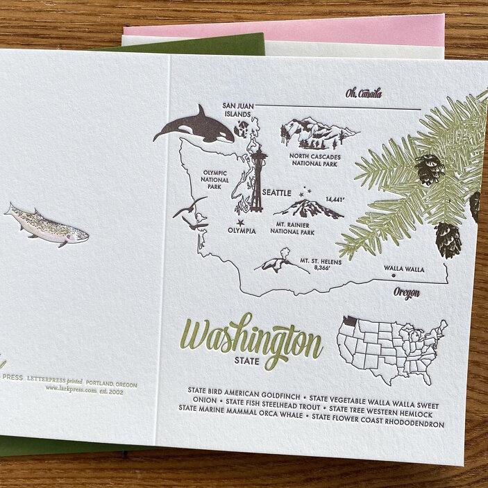 Washington State! Pacific NW! Letterpress Card