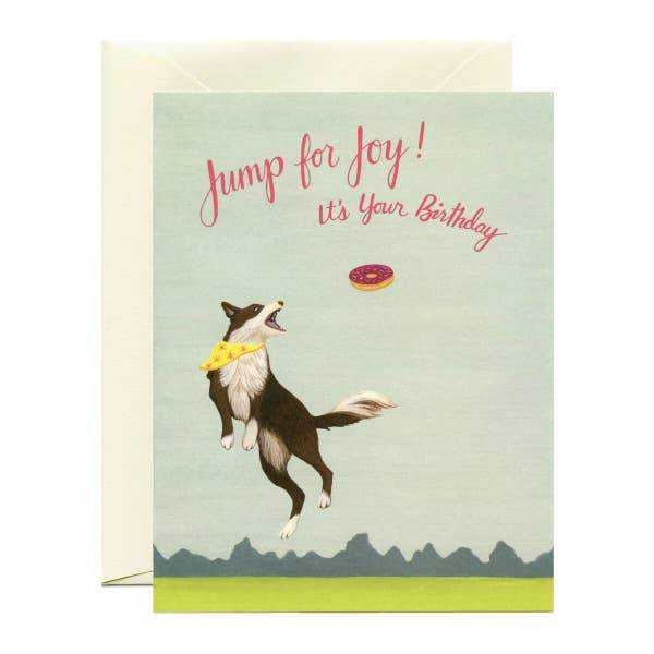 Jumping Dog Birthday Card