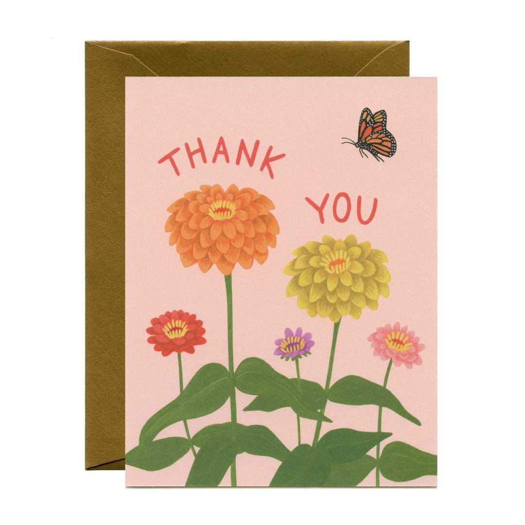 Zinnia and Butterfly Thank You Card